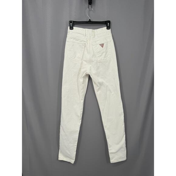 Vintage Guess Jeans Womens 28x33 White High Rise Tapered Leg USA Cotton 90s Y2K - Picture 2 of 10